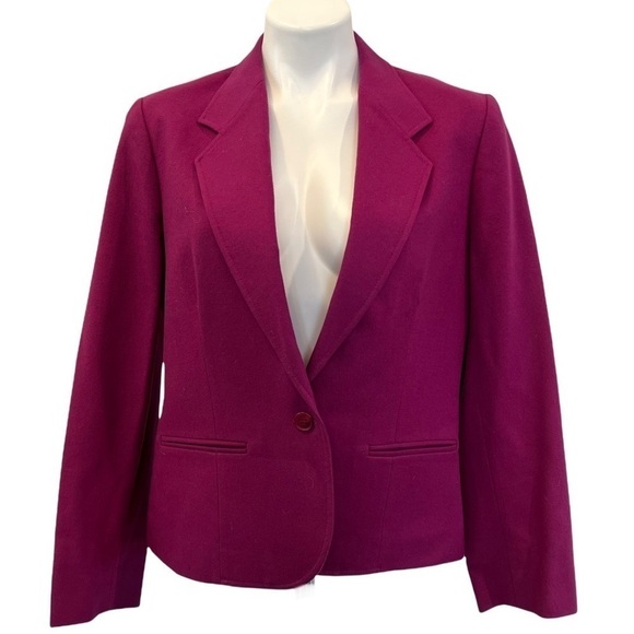 PENDLETON Vintage Wool Fuschia Single Breasted Blazer Size 12 - Picture 4 of 11